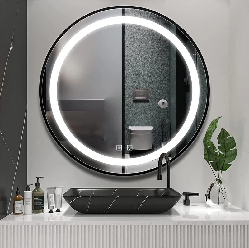 LED-Wandspiegel MMJ 70 cm - Schwarz