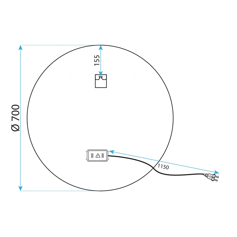 LED-Wandspiegel MMJ 70 cm - Schwarz