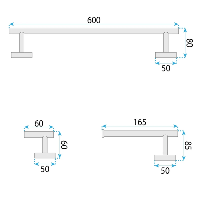 Badezimmer-Haken-Set Ari - gebürstetes Nickel