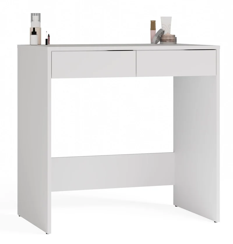 SCHREIBTISCH WEISS 2 SCHUBLADEN KOMPAKT MODERN | BÜROMÖBEL MINIMALISTISCH | MODELL MARINA 2S 81x80x50 CM