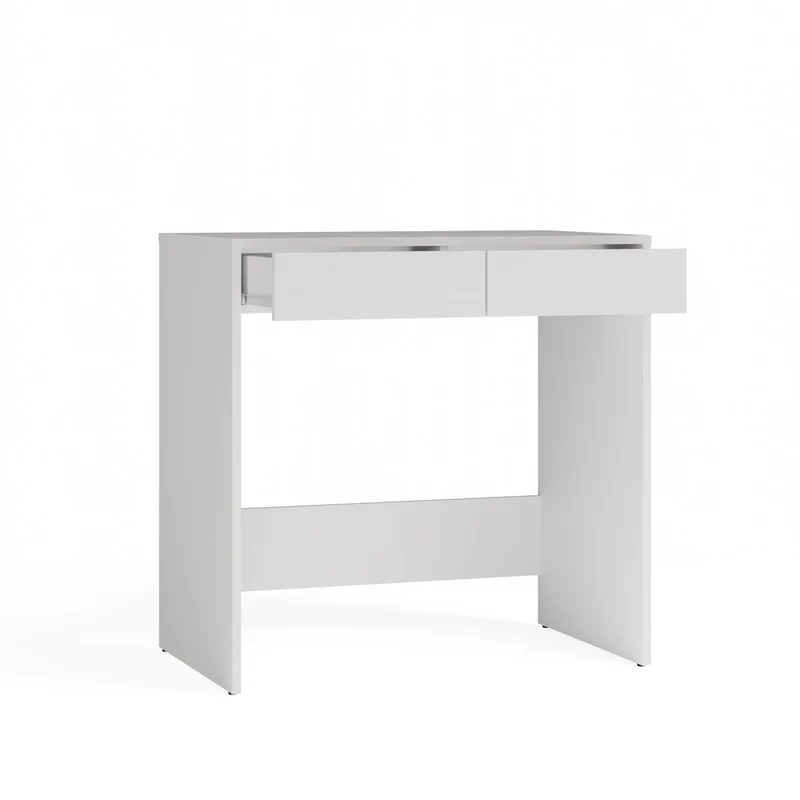 SCHREIBTISCH WEISS 2 SCHUBLADEN KOMPAKT MODERN | BÜROMÖBEL MINIMALISTISCH | MODELL MARINA 2S 81x80x50 CM