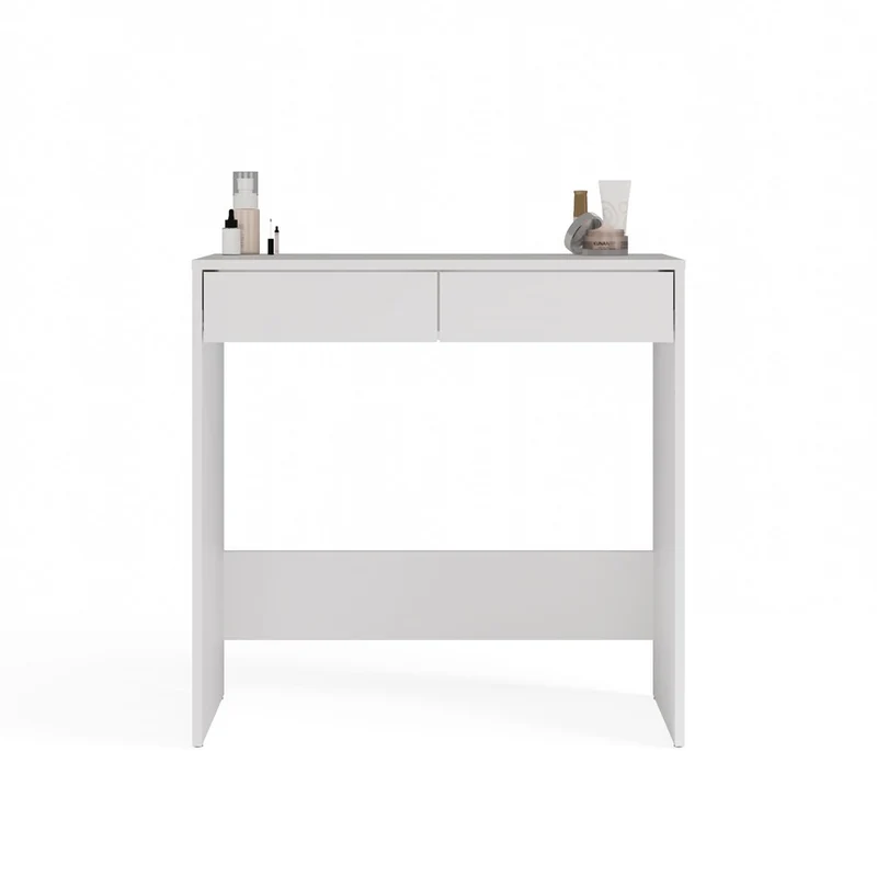 SCHREIBTISCH WEISS 2 SCHUBLADEN KOMPAKT MODERN | BÜROMÖBEL MINIMALISTISCH | MODELL MARINA 2S 81x80x50 CM