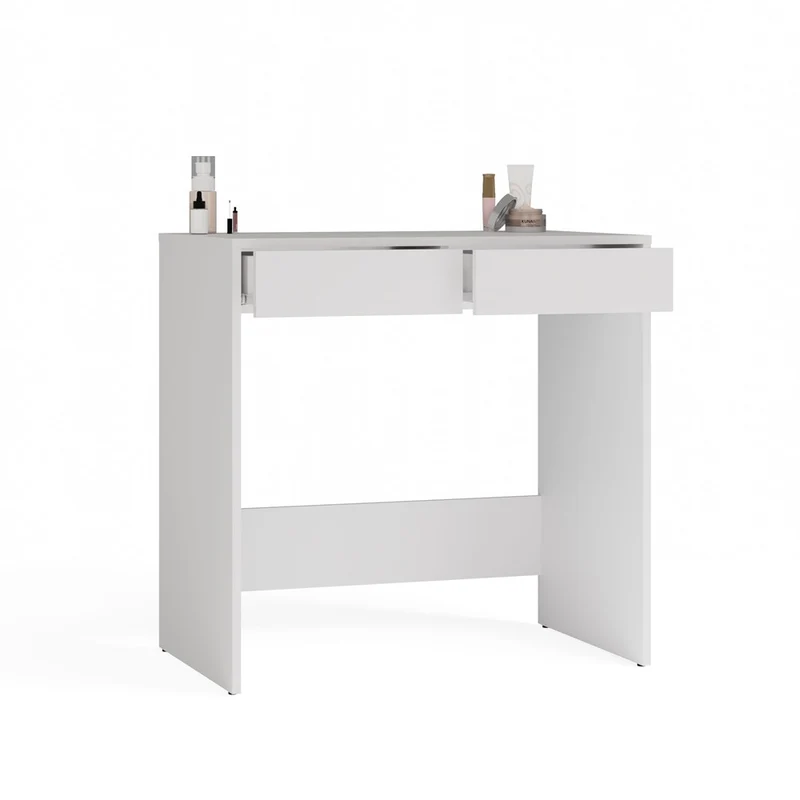 SCHREIBTISCH WEISS 2 SCHUBLADEN KOMPAKT MODERN | BÜROMÖBEL MINIMALISTISCH | MODELL MARINA 2S 81x80x50 CM