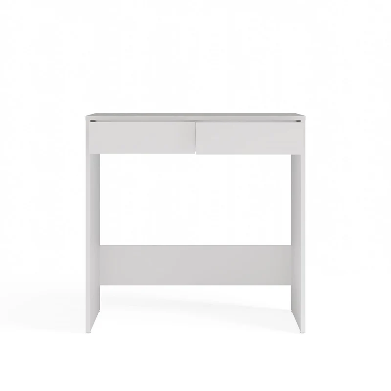 SCHREIBTISCH WEISS 2 SCHUBLADEN KOMPAKT MODERN | BÜROMÖBEL MINIMALISTISCH | MODELL MARINA 2S 81x80x50 CM