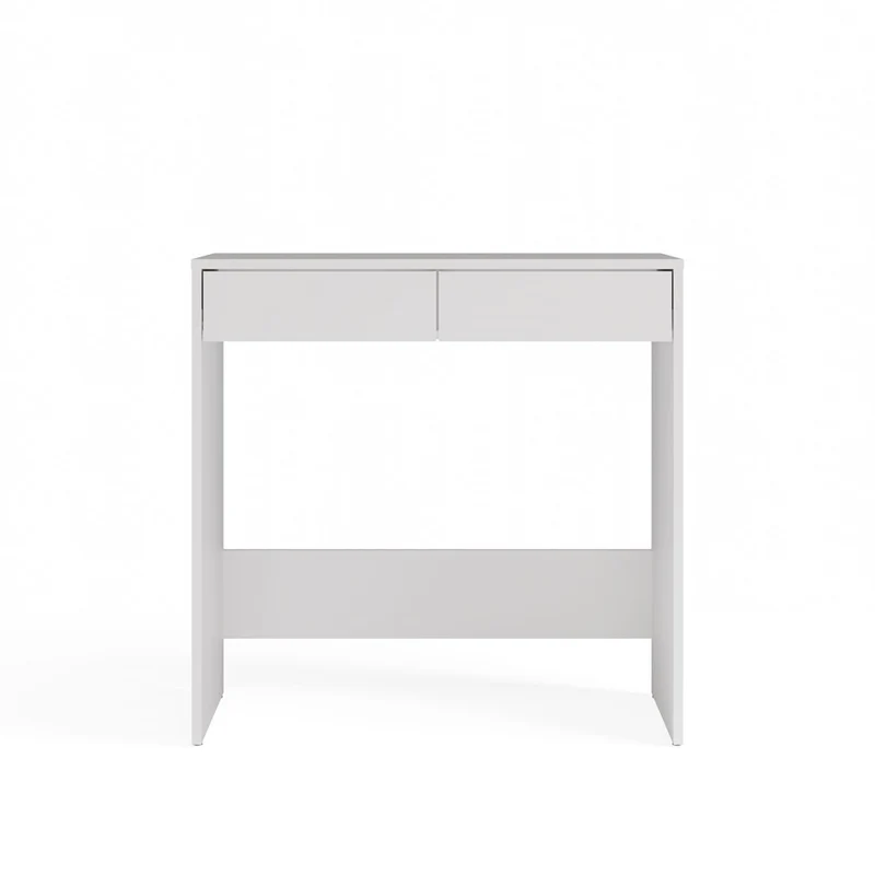 SCHREIBTISCH WEISS 2 SCHUBLADEN KOMPAKT MODERN | BÜROMÖBEL MINIMALISTISCH | MODELL MARINA 2S 81x80x50 CM