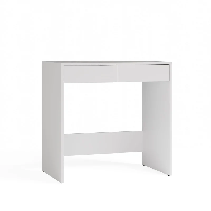 SCHREIBTISCH WEISS 2 SCHUBLADEN KOMPAKT MODERN | BÜROMÖBEL MINIMALISTISCH | MODELL MARINA 2S 81x80x50 CM