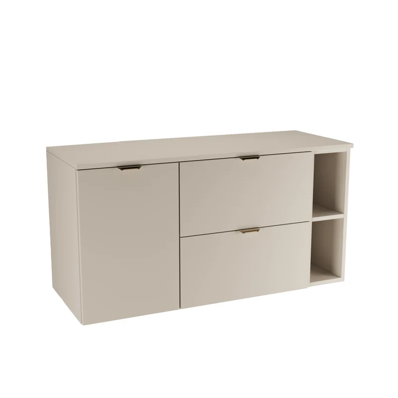 Waschtischunterschrank 120 cm mit Wäschekorb und Regal Orio - Kaschmir