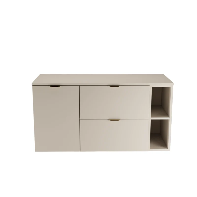 Waschtischunterschrank 120 cm mit Wäschekorb und Regal Orio - Kaschmir