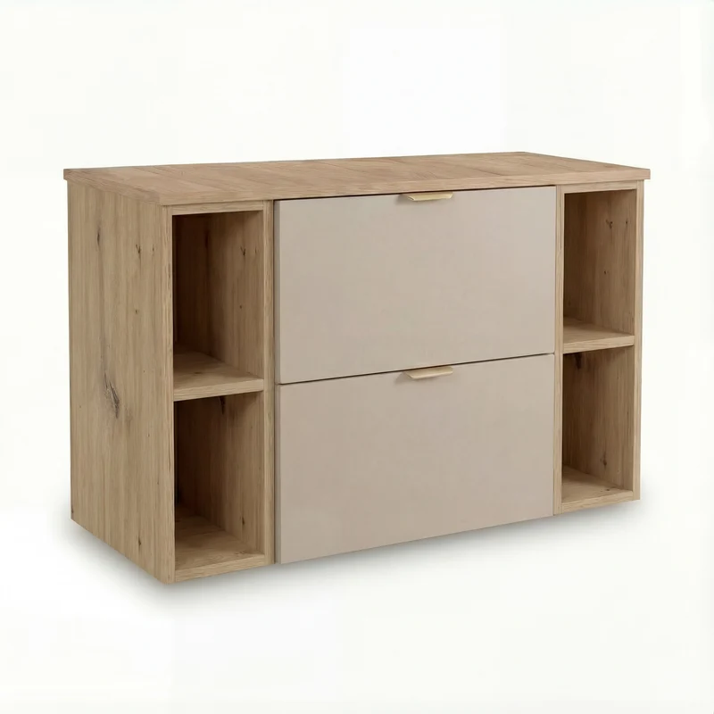 Waschtischunterschrank 100 cm mit 2 Regale Orio - Kaschmir/Eiche artisan