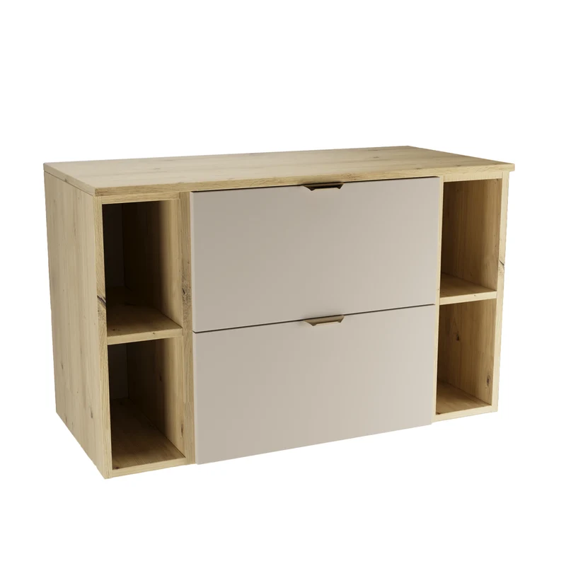 Waschtischunterschrank 100 cm mit 2 Regale Orio - Kaschmir/Eiche artisan