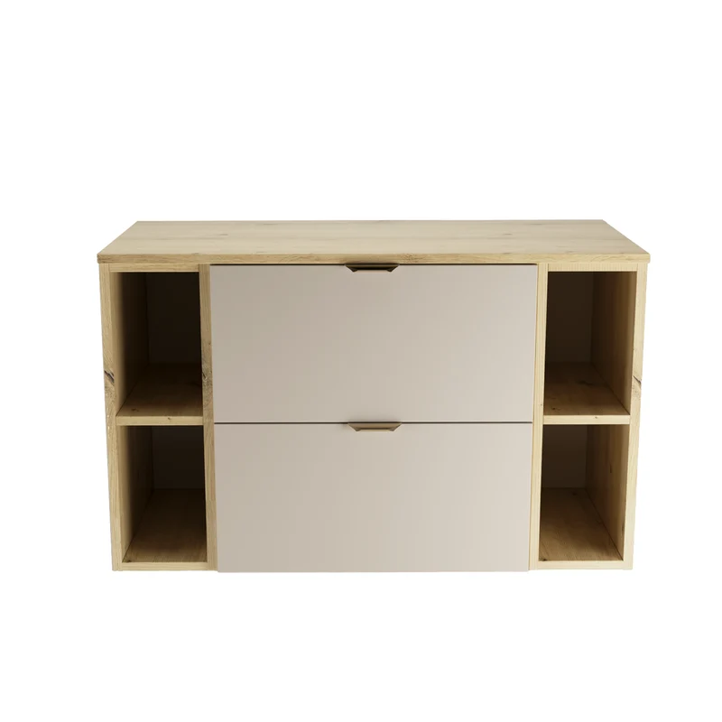 Waschtischunterschrank 100 cm mit 2 Regale Orio - Kaschmir/Eiche artisan