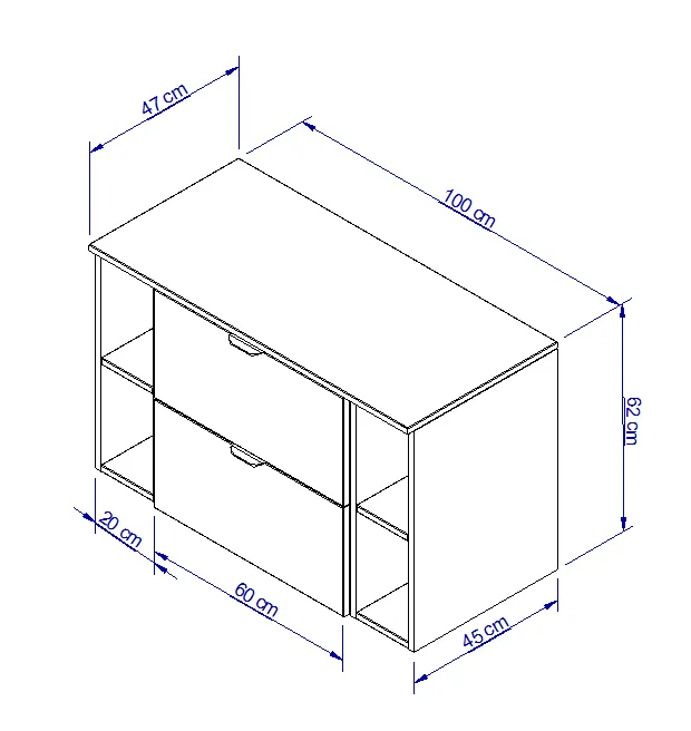Waschtischunterschrank 100 cm mit 2 Regale Orio - Kaschmir