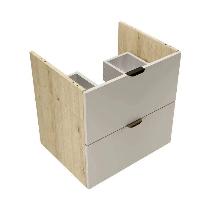 Badmöbel-Set: 80 cm Waschtischunterschrank mit Waschbecken Orio - Kaschmir/Eiche artisan