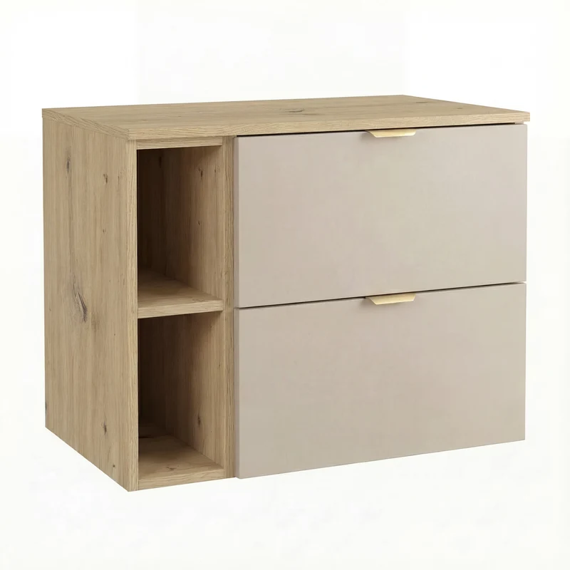 Waschtischunterschrank 80 cm mit Regal Orio - Kaschmir/Eiche artisan