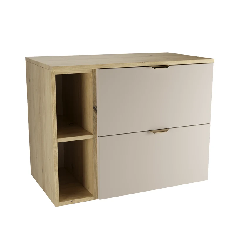 Waschtischunterschrank 80 cm mit Regal Orio - Kaschmir/Eiche artisan