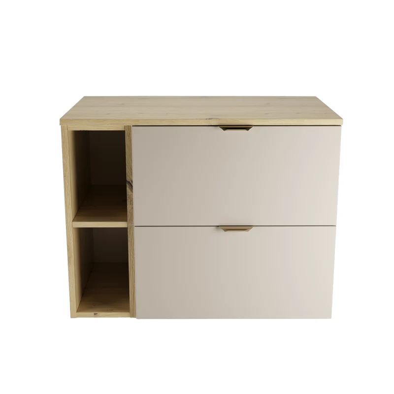 Waschtischunterschrank 80 cm mit Regal Orio - Kaschmir/Eiche artisan