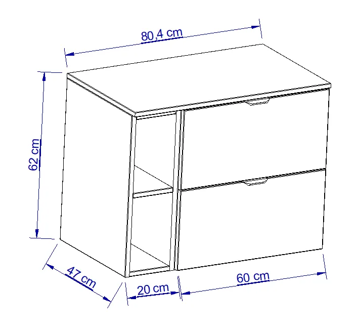 Waschtischunterschrank 80 cm mit Regal Orio - Kaschmir/Eiche artisan
