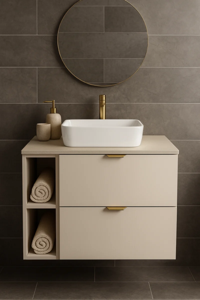Waschtischunterschrank 80 cm mit Regal Orio - Kaschmir
