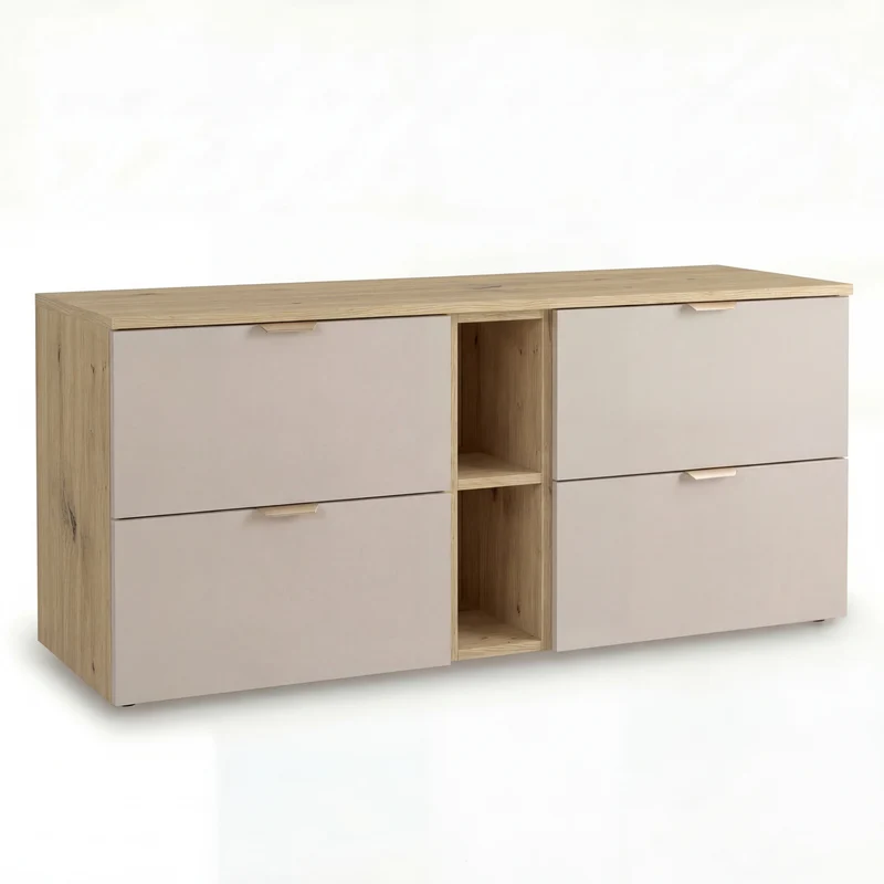 Waschtischunterschrank 140 cm mit Regal Orio - Kaschmir/Eiche artisan