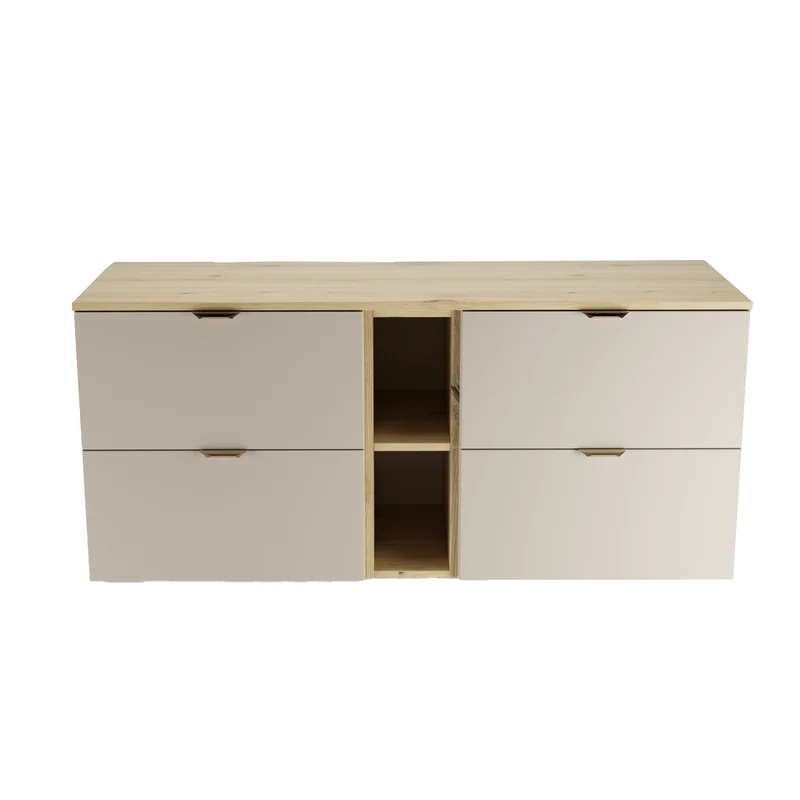 Waschtischunterschrank 140 cm mit Regal Orio - Kaschmir/Eiche artisan