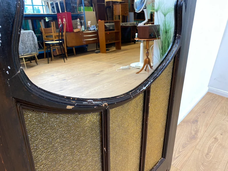 WMK Sehr gelungenes Upcycling einer antiken Tür aus vollem Holz zur schöner Flurgarderobe mit großem Spiegel & Kleiderhaken aus Messing