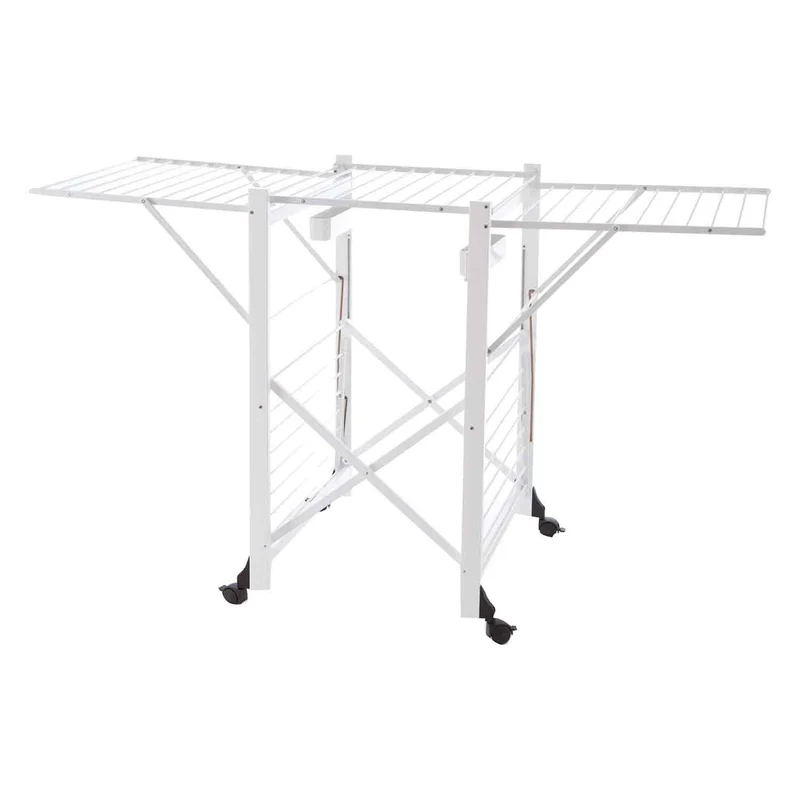 Arit Gabbiano - Wäscheständer Ausziehbar, Made in Italy, Wäscheständer Klappbar, mit Rädern, Flügelwäschetrockner, 28 Meter leine, Holz, Weiß