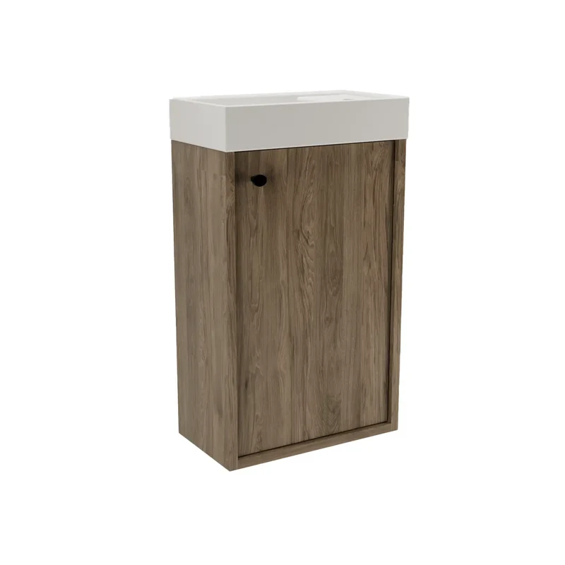 Waschtischunterschrank 40 cm mit Waschbecken Belino - Walnuss Dunkel