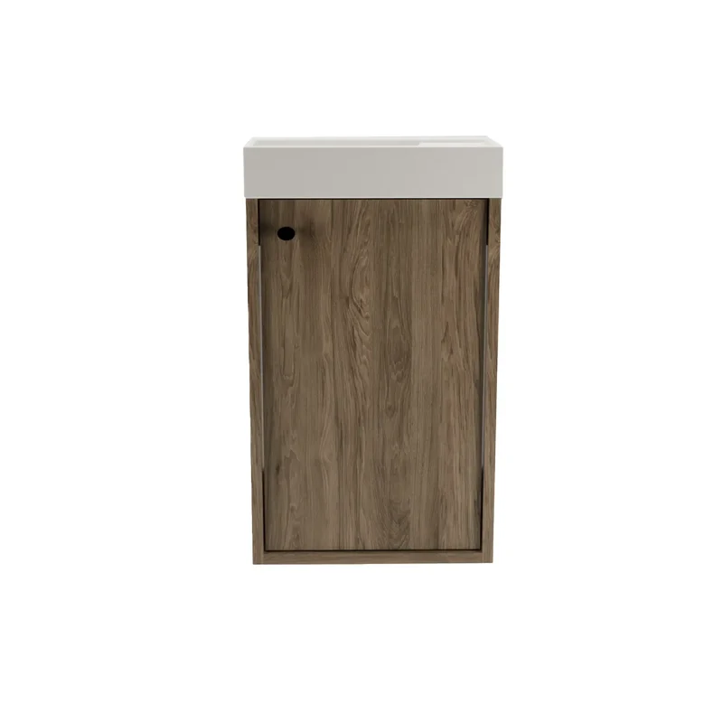 Waschtischunterschrank 40 cm mit Waschbecken Belino - Walnuss Dunkel