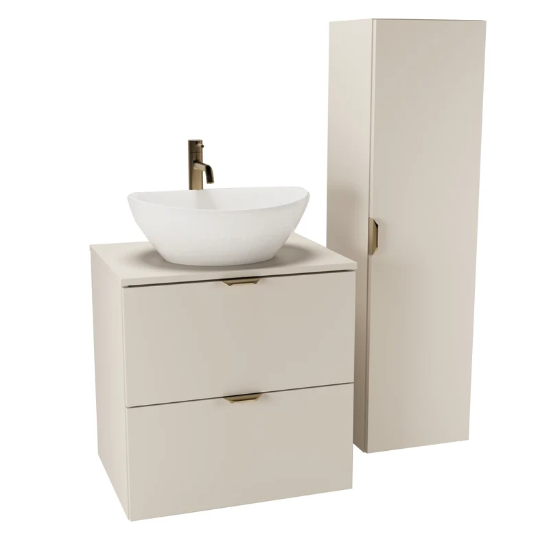 Badmöbel-Set: 60 cm Schrank und Bad Hochschrank Orio - Kaschmir
