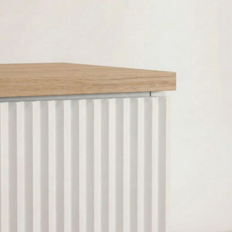 Waschtischunterschrank 60 cm mit Türen Willy - Weiß, Walnussplatte