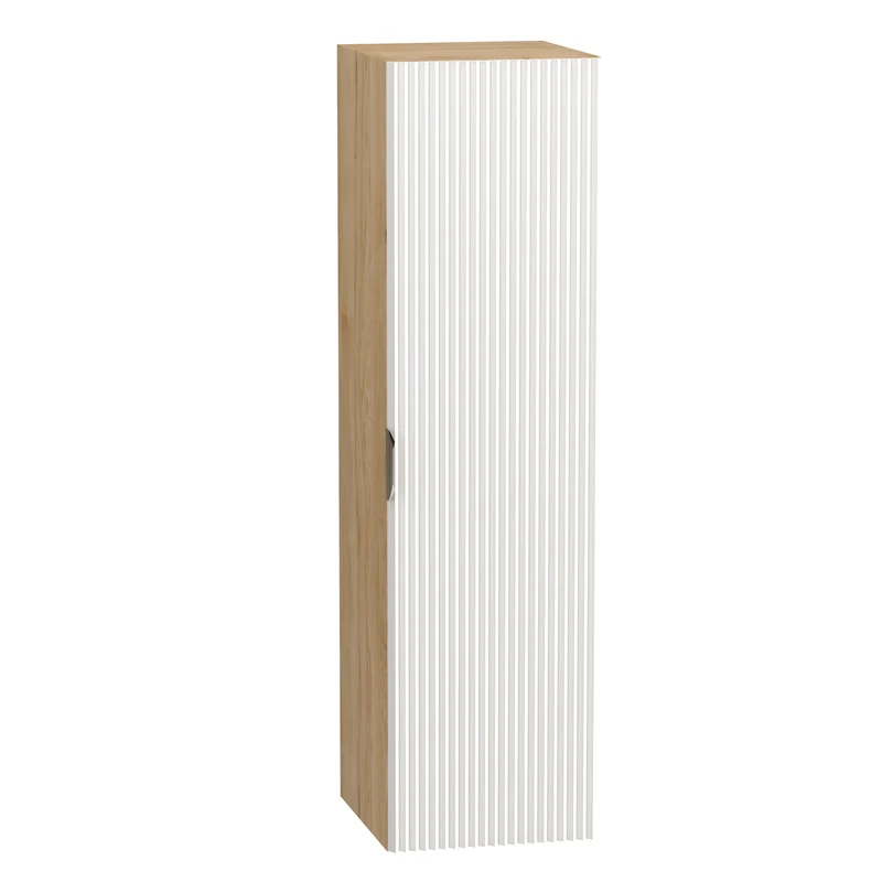 Bad Hochschrank 120 cm Willy - Weiß/Walnuss
