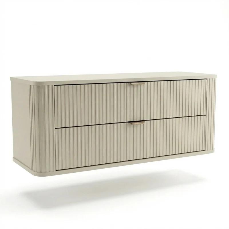 Waschtischunterschrank 120 cm mit 2 Schubladen, abgerundet Selvea - Kaschmir