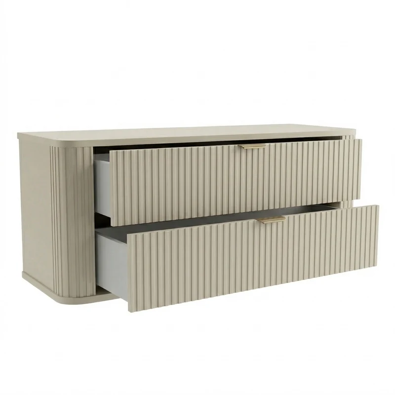 Waschtischunterschrank 120 cm mit 2 Schubladen, abgerundet Selvea - Kaschmir