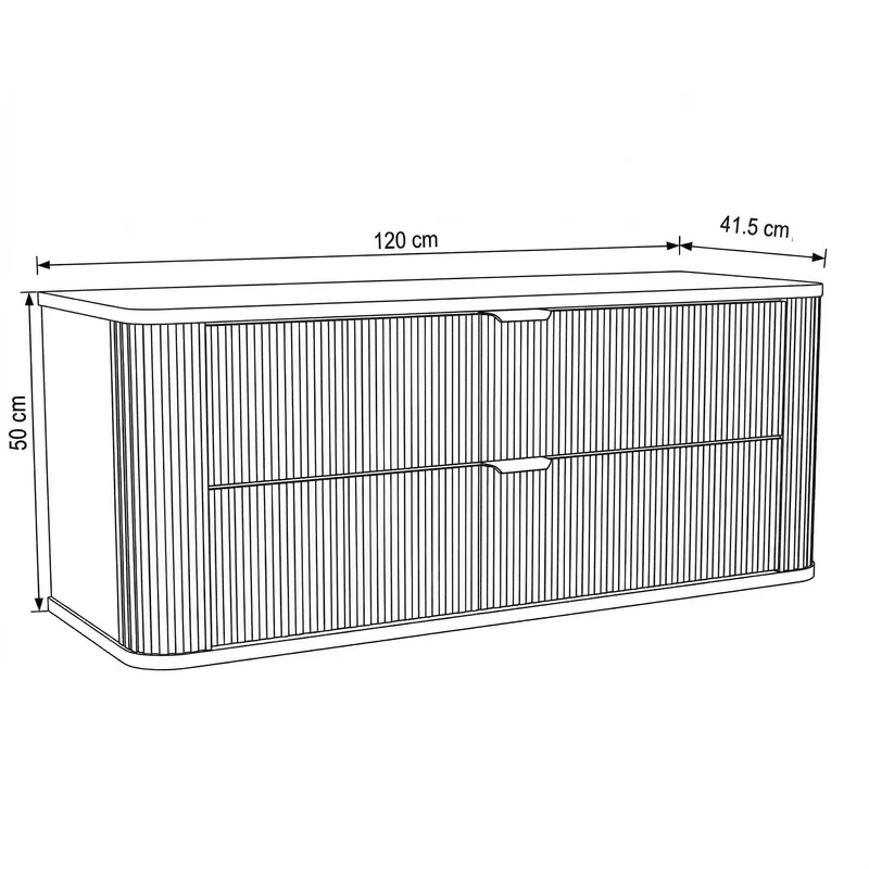 Waschtischunterschrank 120 cm mit 2 Schubladen, abgerundet Selvea - Kaschmir