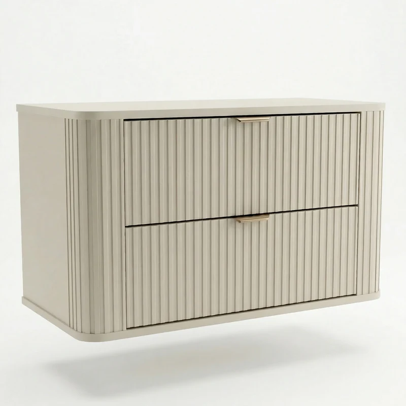 Waschtischunterschrank 100 cm mit 2 Schubladen, abgerundet Selvea - Kaschmir