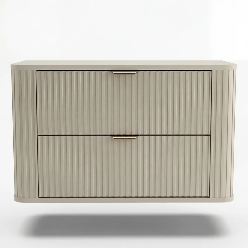 Waschtischunterschrank 100 cm mit 2 Schubladen, abgerundet Selvea - Kaschmir