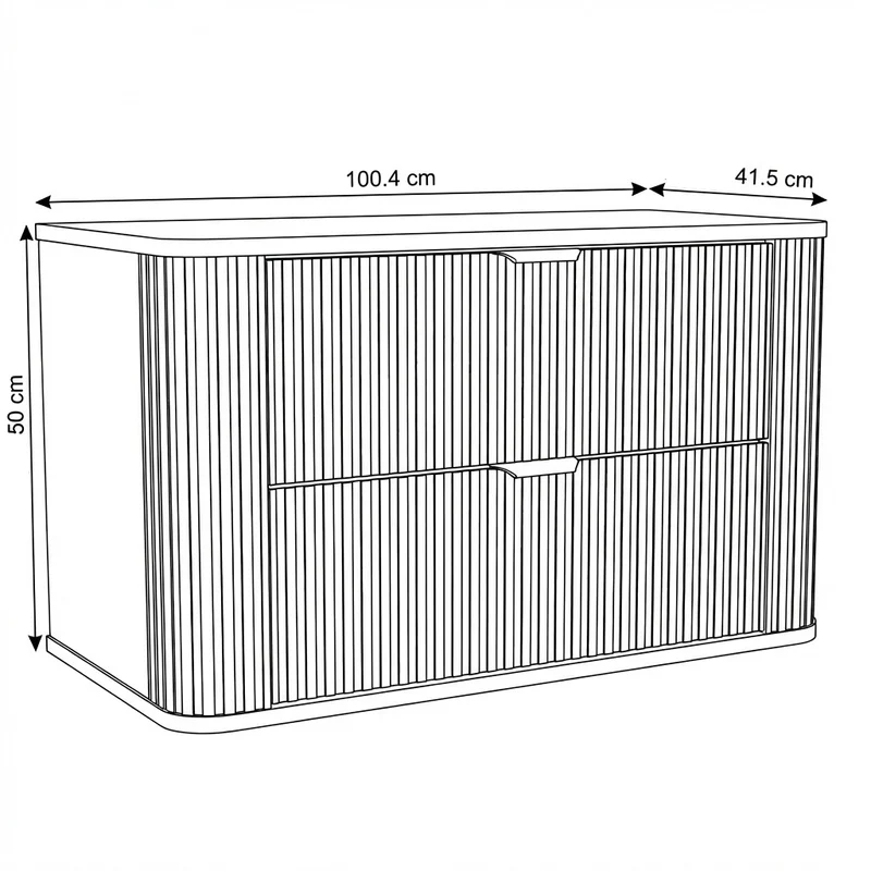 Waschtischunterschrank 100 cm mit 2 Schubladen, abgerundet Selvea - Kaschmir