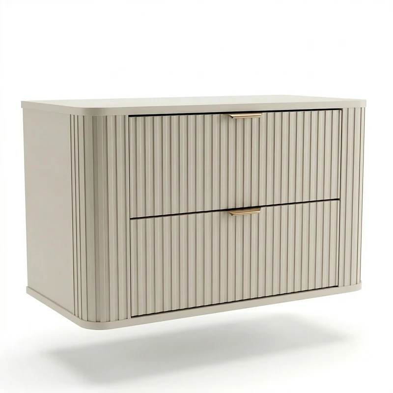 Waschtischunterschrank 80 cm mit 2 Schubladen, abgerundet Selvea - Kaschmir