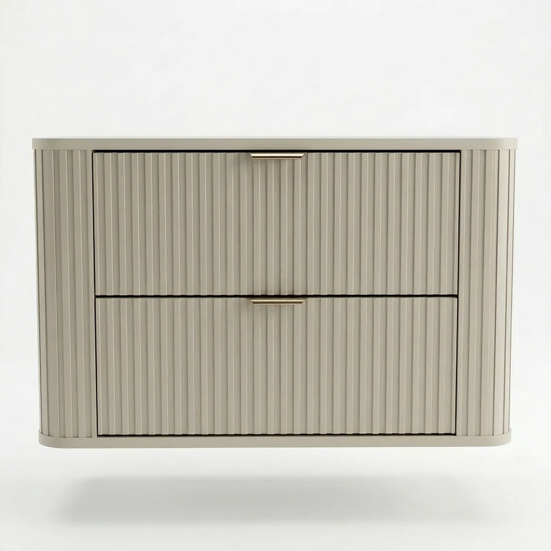 Waschtischunterschrank 80 cm mit 2 Schubladen, abgerundet Selvea - Kaschmir