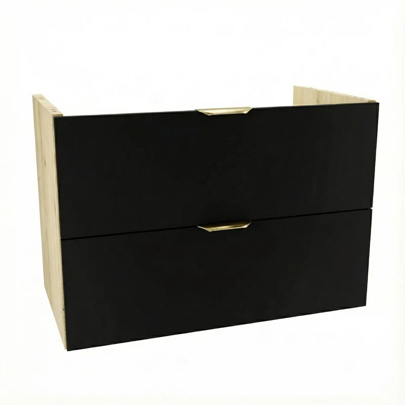 Waschtischunterschrank mit 2 Schubladen 80 cm, ohne Oberteil Orio - Schwarz/Eiche artisan