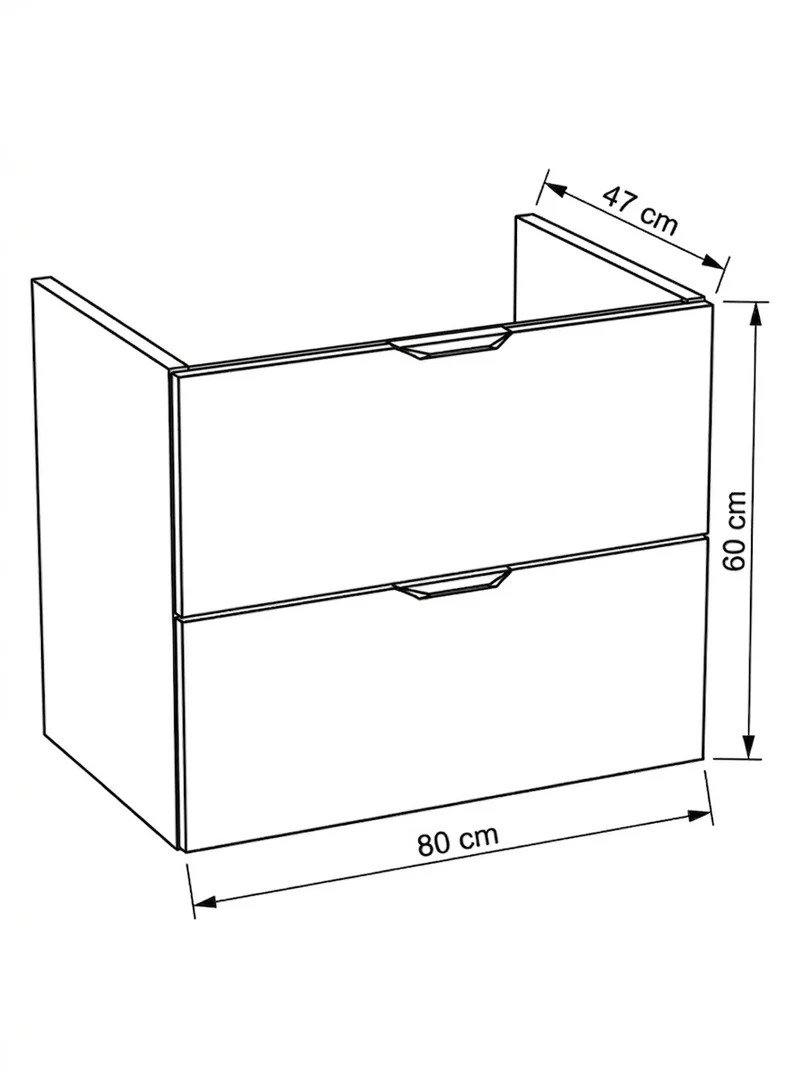 Waschtischunterschrank mit 2 Schubladen 80 cm, ohne Oberteil Orio - Schwarz/Eiche artisan