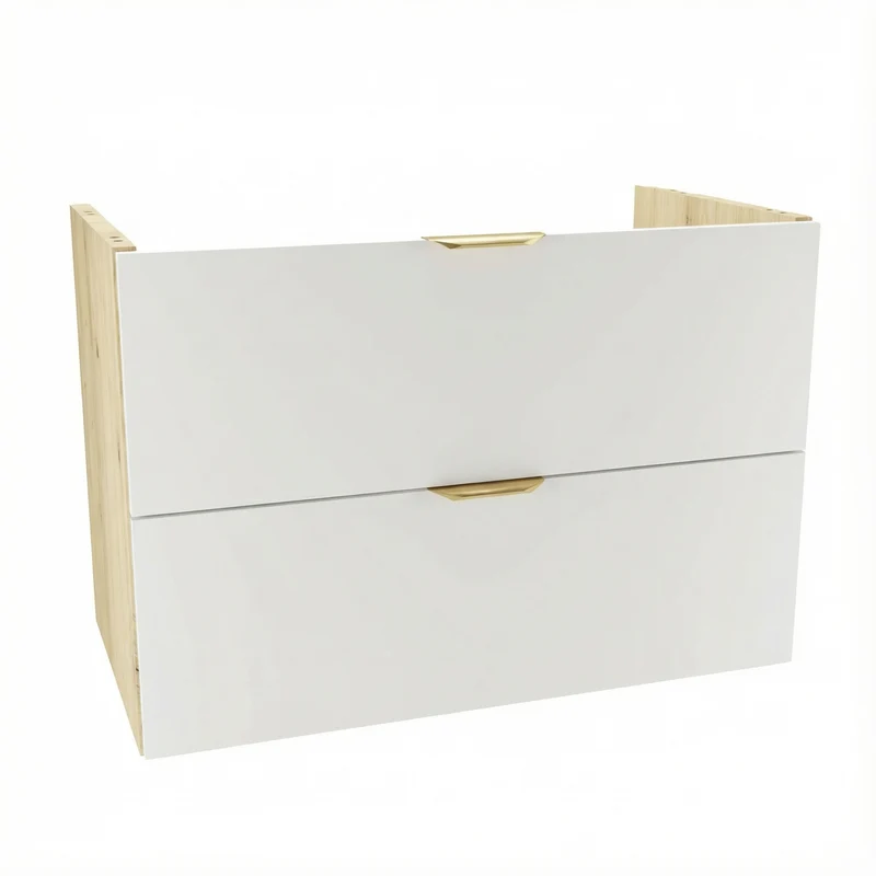 Waschtischunterschrank mit 2 Schubladen 80 cm, ohne Oberteil Orio - Weiß/Eiche artisan