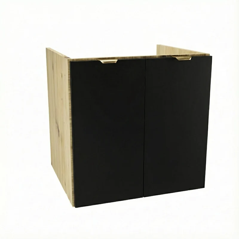 Waschtischunterschrank 60 cm mit Türen, ohne Oberteil Orio - Schwarz/Eiche Artisan