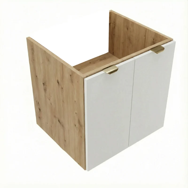 Waschtischunterschrank 60 cm mit Türen, ohne Oberteil Orio - Weiß/Eiche Artisan