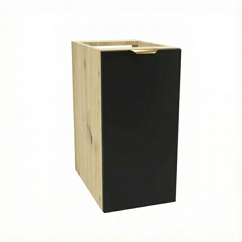 Badezimmerschrank 30 cm, glatte Fronten, 1 Tür Orio - Schwarz/Eiche Artisan