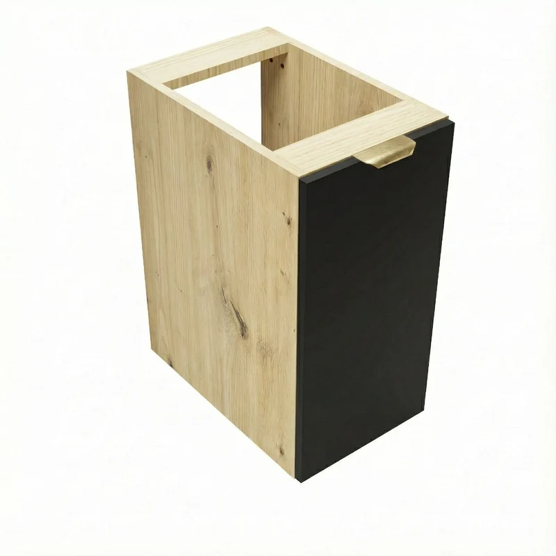 Badezimmerschrank 30 cm, glatte Fronten, 1 Tür Orio - Schwarz/Eiche Artisan