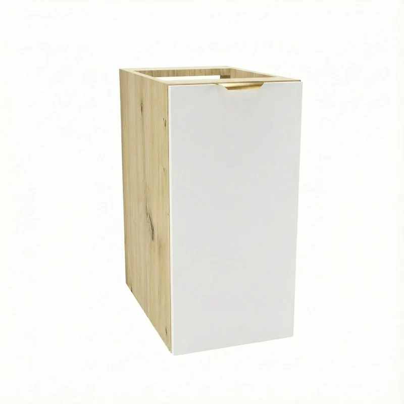 Badezimmerschrank 30 cm, glatte Fronten, 1 Tür Orio - Weiß/Eiche artisan