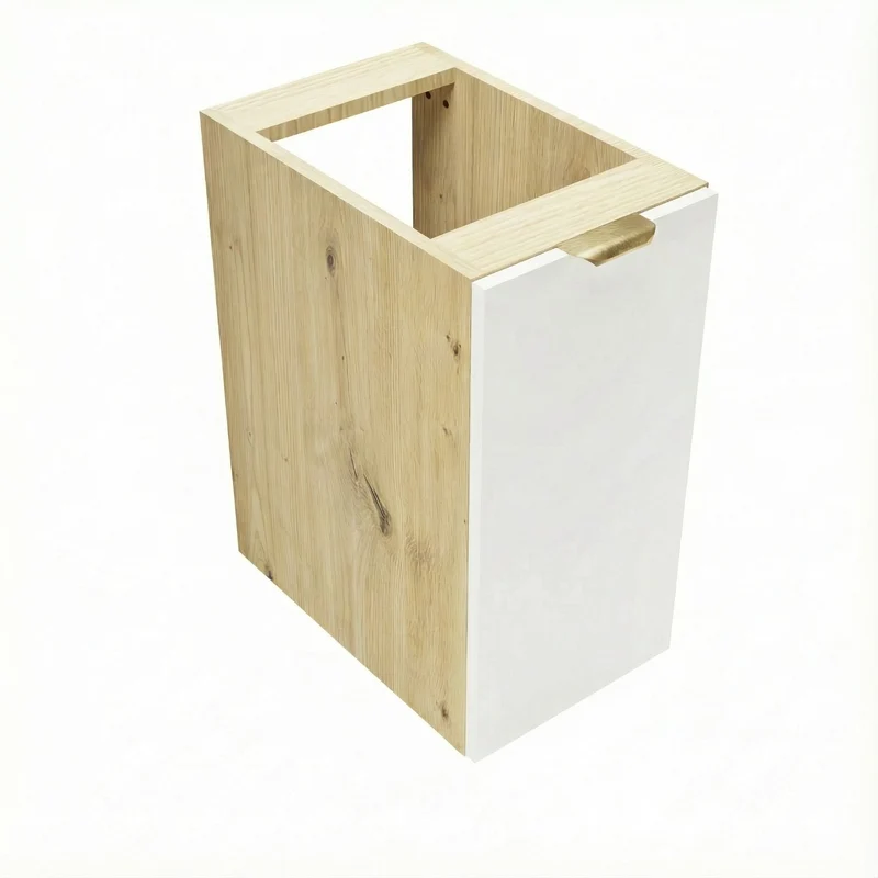 Badezimmerschrank 30 cm, glatte Fronten, 1 Tür Orio - Weiß/Eiche artisan