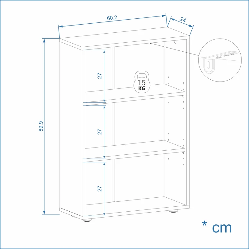 Bookcase Lumo 60-3F
