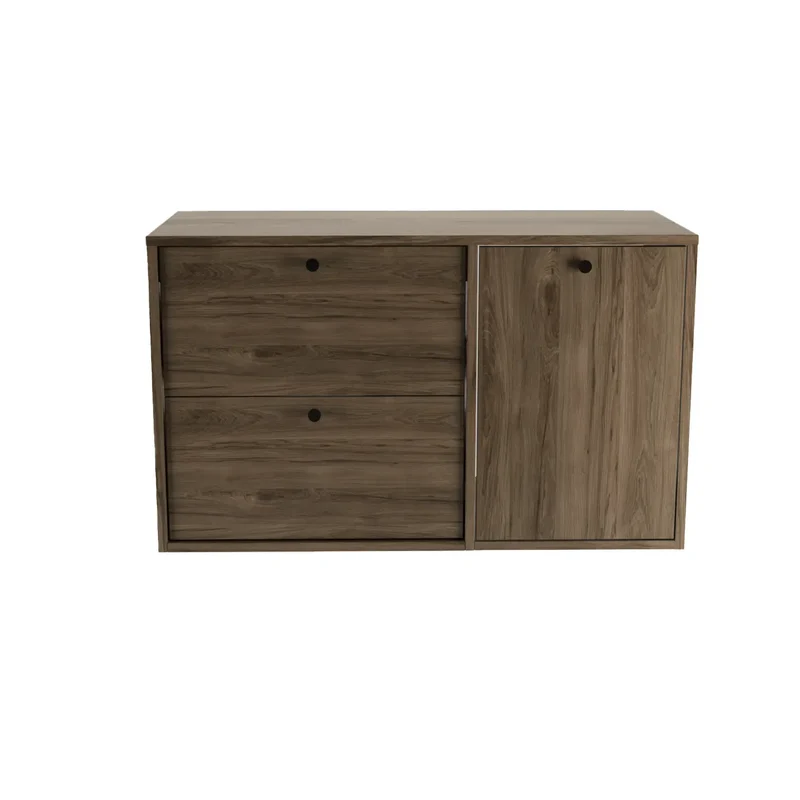 Waschtischunterschrank 100 cm mit Wäschekorb Belino - Walnuss Dunkel
